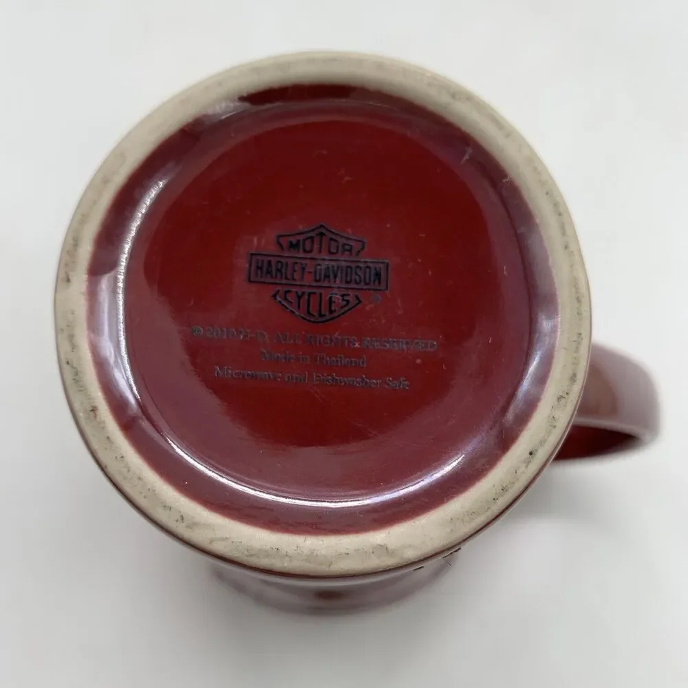 Harley-Davidson Motorcycles Red Pearlized Ceramic Mug 6.25” Tall EUC